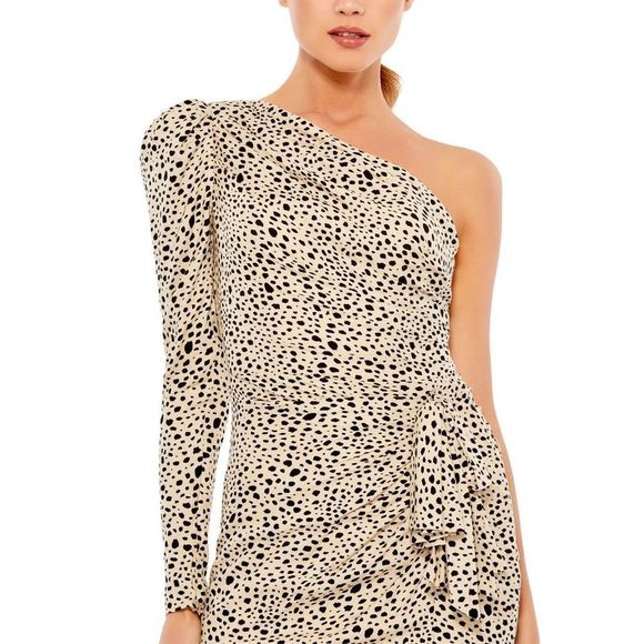 Mac Duggal One-Shoulder Animal Print Mini Dress - Picture 3 of 5